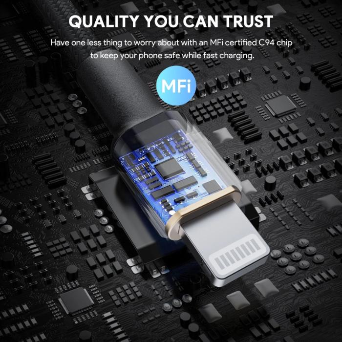 Shop and buy AUKEY CB-KCL1 Circlet CL Nylon Braided USB-C to Lightning Cable| KURUMIZ online with great deals and sales prices with fast and safe shipping. KURUMIZ is the largest Singapore official authorised retailer for the largest collection of mobile premium accessories.