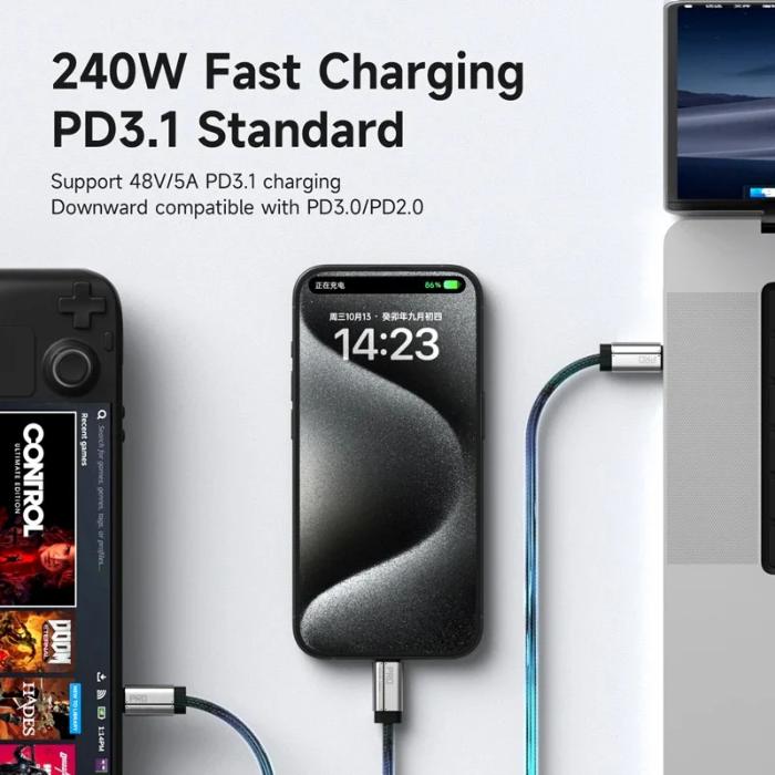 Shop and buy HAGIBIS UC4X 240W USB-C Full Function Fast Charging Cable| KURUMIZ online with great deals and sales prices with fast and safe shipping. KURUMIZ is the largest Singapore official authorised retailer for the largest collection of mobile premium accessories.