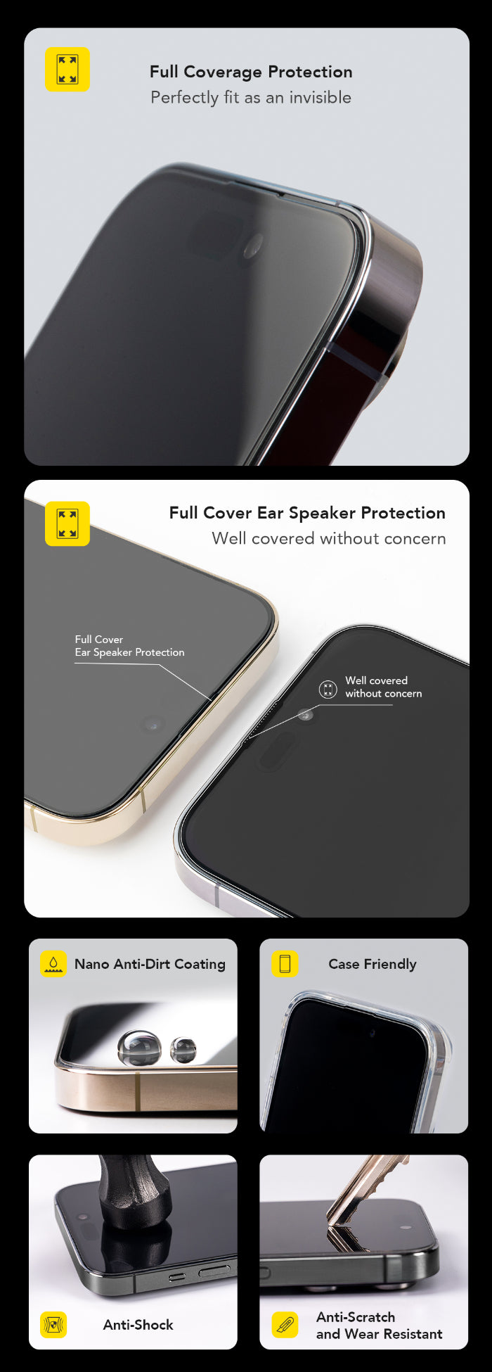 Hoda Full Coverage Tempered Glass Screen Protector for iPhone 17 Pro Max (2025)