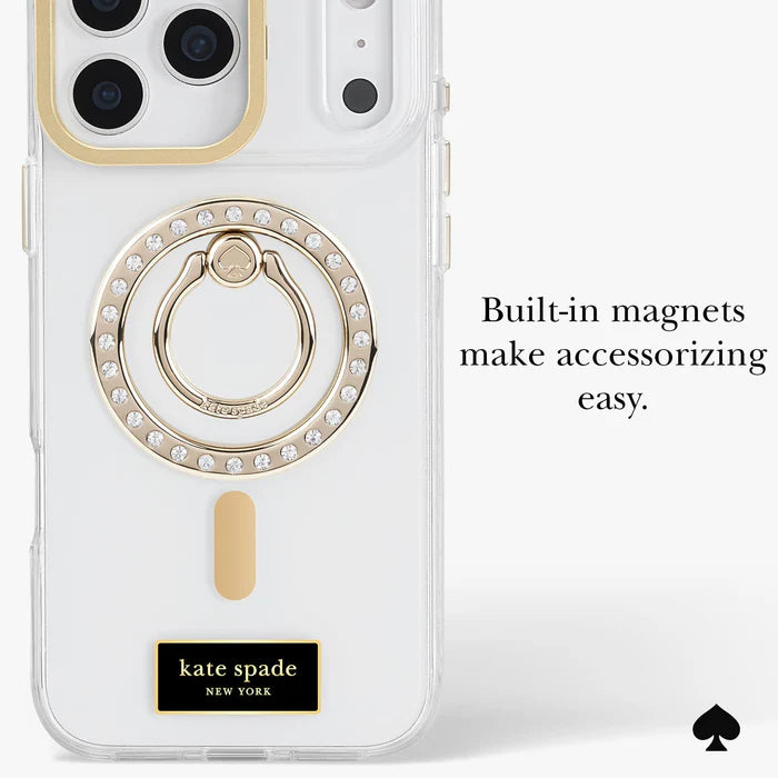 Kate Spade New York Metallic Gold Icon Stand Magnetic Case for iPhone 17 Pro Max 6.9" (2025)