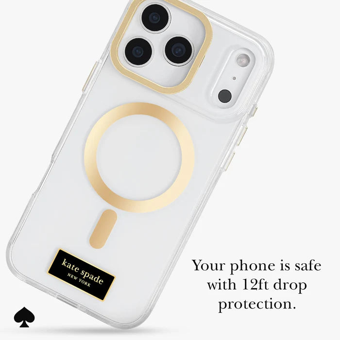 Kate Spade New York Metallic Gold Icon Stand Magnetic Case for iPhone 17 Pro Max 6.9" (2025)