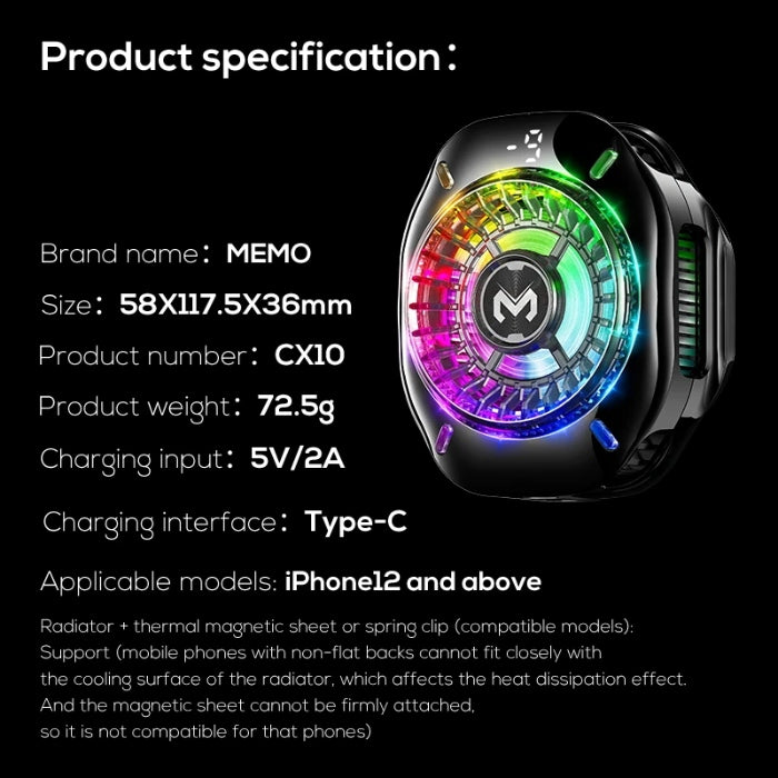 Shop and buy MEMO CX10 PRO RGB AI Magnetic Phone Cooler Fan,11W| KURUMIZ online with great deals and sales prices with fast and safe shipping. KURUMIZ is the largest Singapore official authorised retailer for the largest collection of mobile premium accessories.