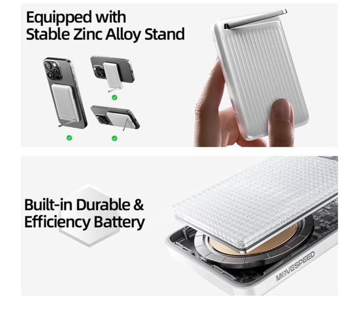 MOVESPEED P03 Qi2 Magnetic Power Bank 10000mAh 15W Wireless Portable Charger with Stand