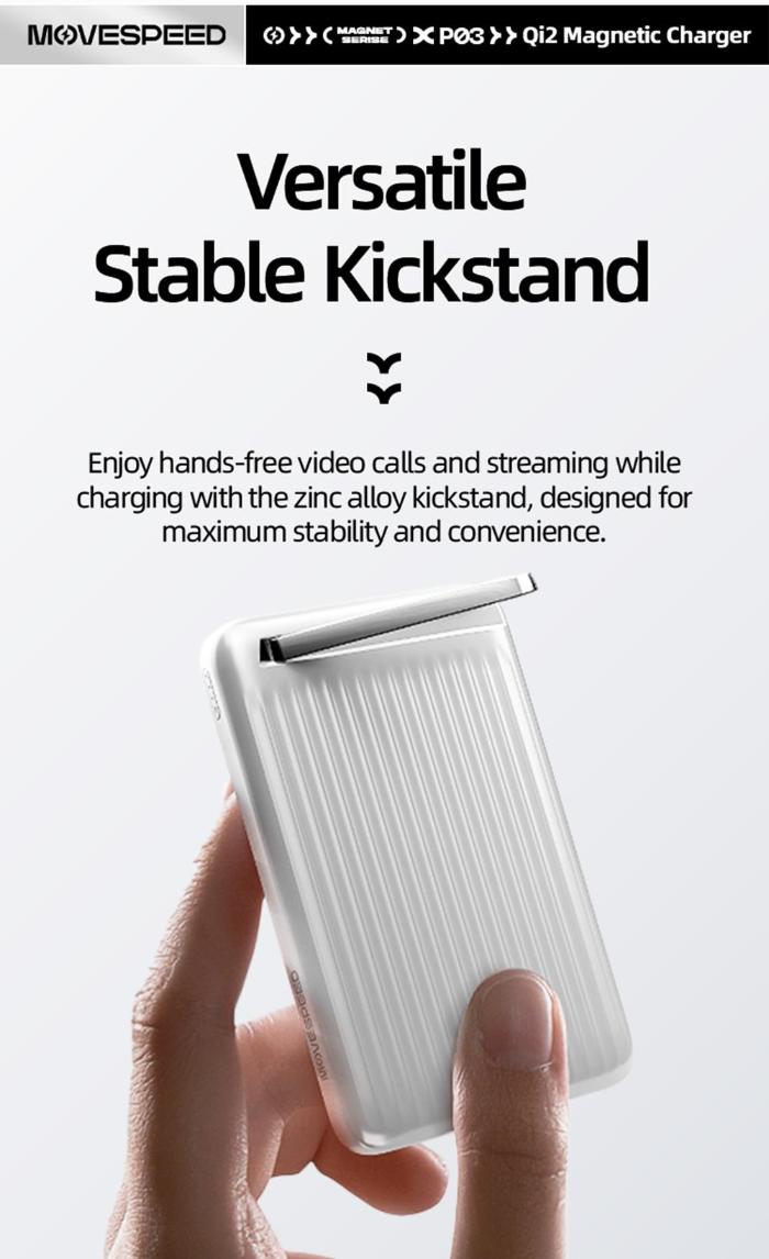 MOVESPEED P03 Qi2 Magnetic Power Bank 10000mAh 15W Wireless Portable Charger with Stand