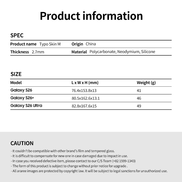 Araree Typo Skin M Magnetic Case for Samsung Galaxy S26 Ultra (2026)