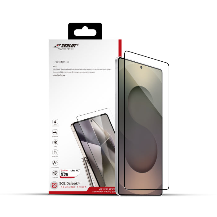 ZEELOT SOLIDsleek V2 2.5D Tempered Glass for Samsung Galaxy S26 (2026) with EasyFit Installation Kit