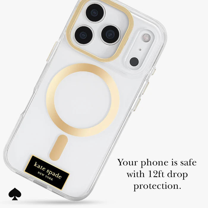 Kate Spade New York Metallic Gold Icon Stand Magnetic Case for iPhone 17 Pro 6.3" (2025)