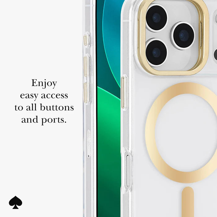 Kate Spade New York Metallic Gold Icon Stand Magnetic Case for iPhone 17 Pro 6.3" (2025)
