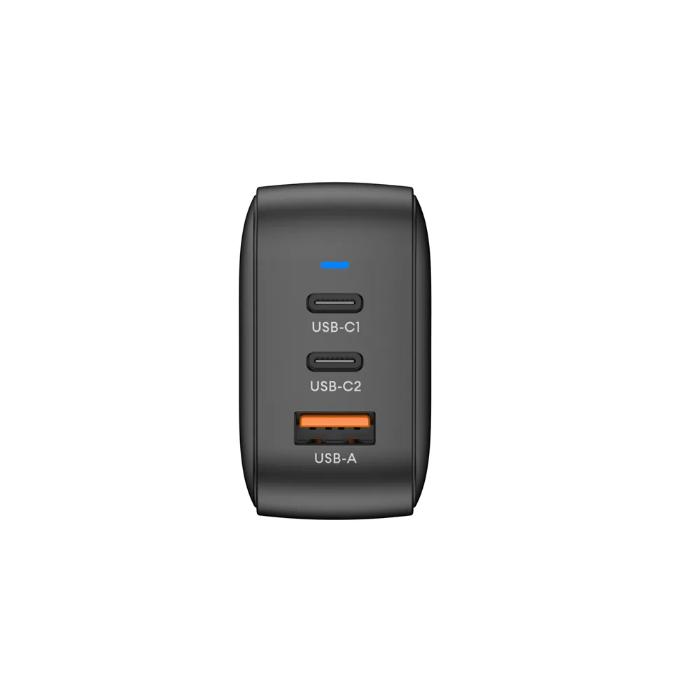 Black GRIFFIN PowerBlock 70w GaN PD3.0 Fast Charging Wall Charger on a white background