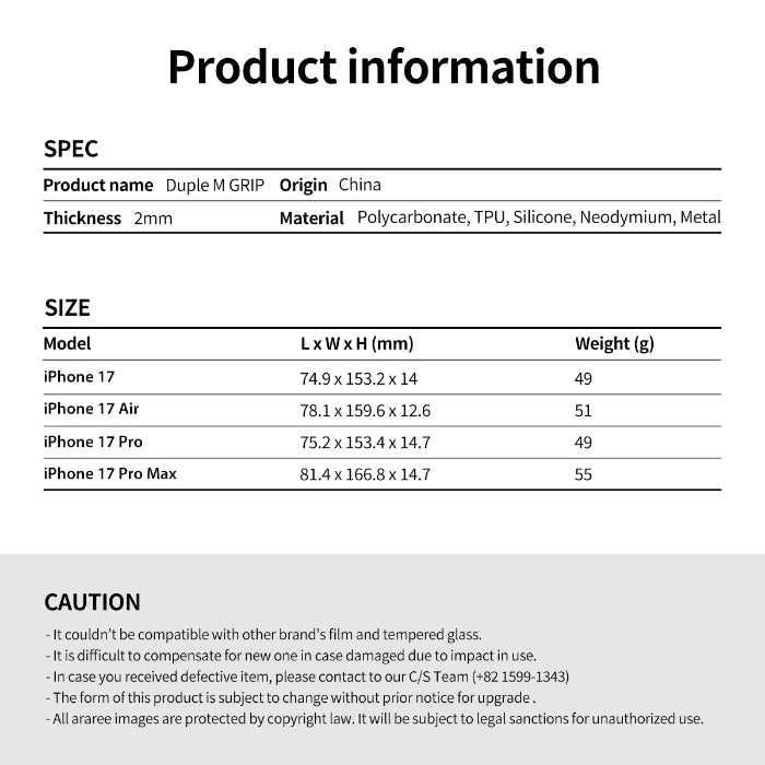 Araree Duple M Grip Case for iPhone 17 Pro (2025)
