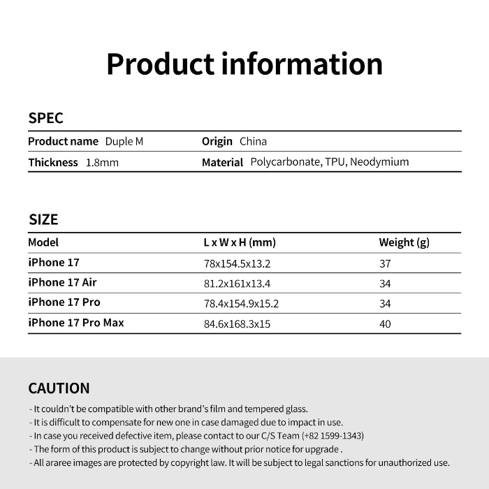 Araree Duple M Magnetic Case for iPhone Air (2025)