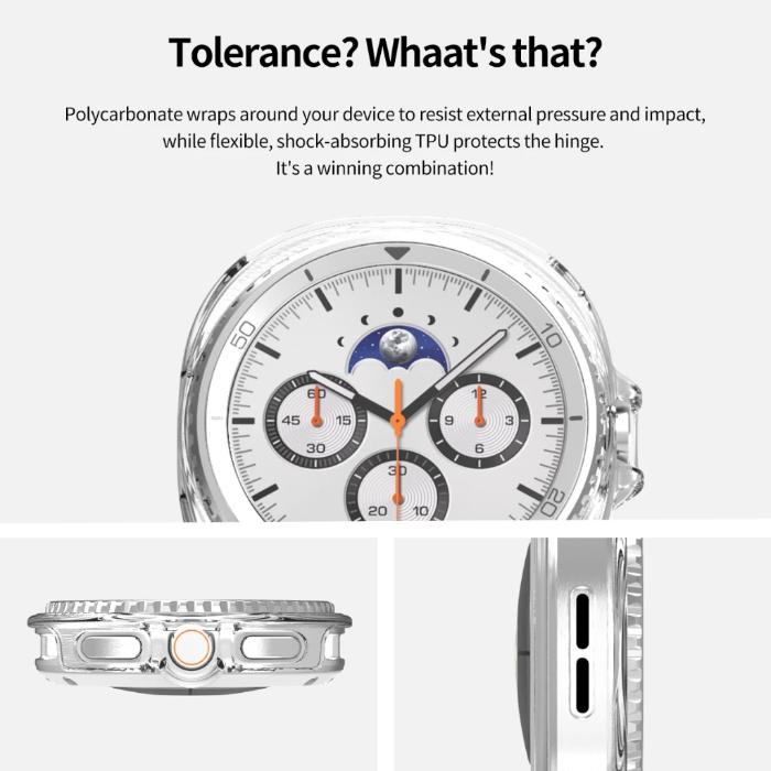 Clear Araree Nukin Protection Case for Samsung Galaxy Watch 8 (2025) on a white background