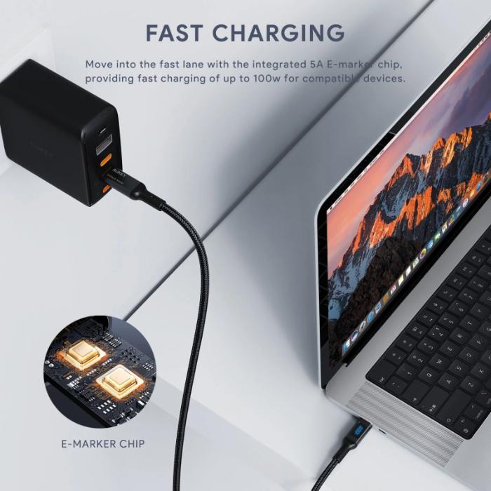 Shop and buy Aukey CB-MCC101/CB-MCC102 100W Nylon Braided USB-C to C Cable with LCD Display| KURUMIZ online with great deals and sales prices with fast and safe shipping. KURUMIZ is the largest Singapore official authorised retailer for the largest collection of mobile premium accessories.
