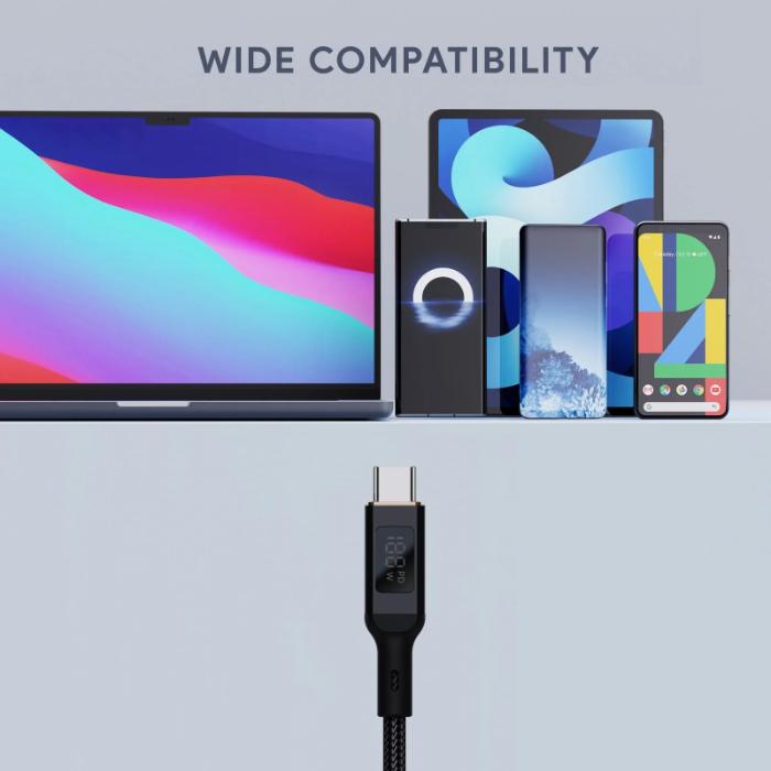 Shop and buy Aukey CB-MCC101/CB-MCC102 100W Nylon Braided USB-C to C Cable with LCD Display| KURUMIZ online with great deals and sales prices with fast and safe shipping. KURUMIZ is the largest Singapore official authorised retailer for the largest collection of mobile premium accessories.