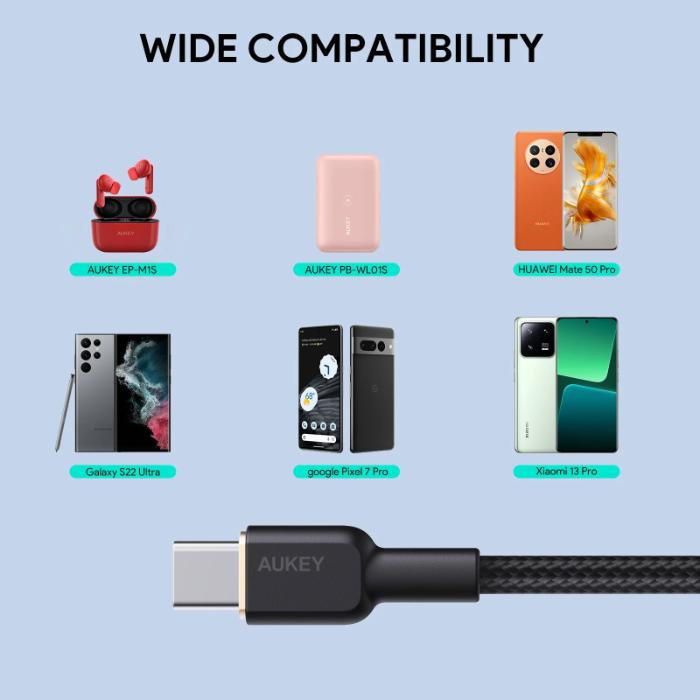 Shop and buy Aukey CB-NAC1 / CB-NAC2 Circlet Nylon braided USB-A to USB-C Cable| KURUMIZ online with great deals and sales prices with fast and safe shipping. KURUMIZ is the largest Singapore official authorised retailer for the largest collection of mobile premium accessories.
