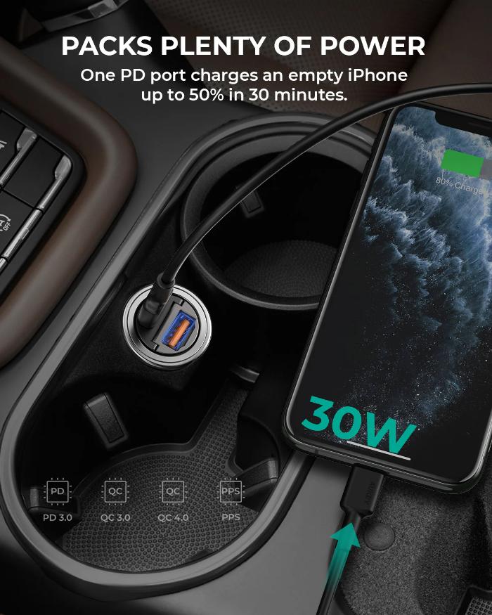 Shop and buy Aukey CC-A3 30W PD Metal Dual Port Fast Car Charger with PPS & QC 3.0| KURUMIZ online with great deals and sales prices with fast and safe shipping. KURUMIZ is the largest Singapore official authorised retailer for the largest collection of mobile premium accessories.