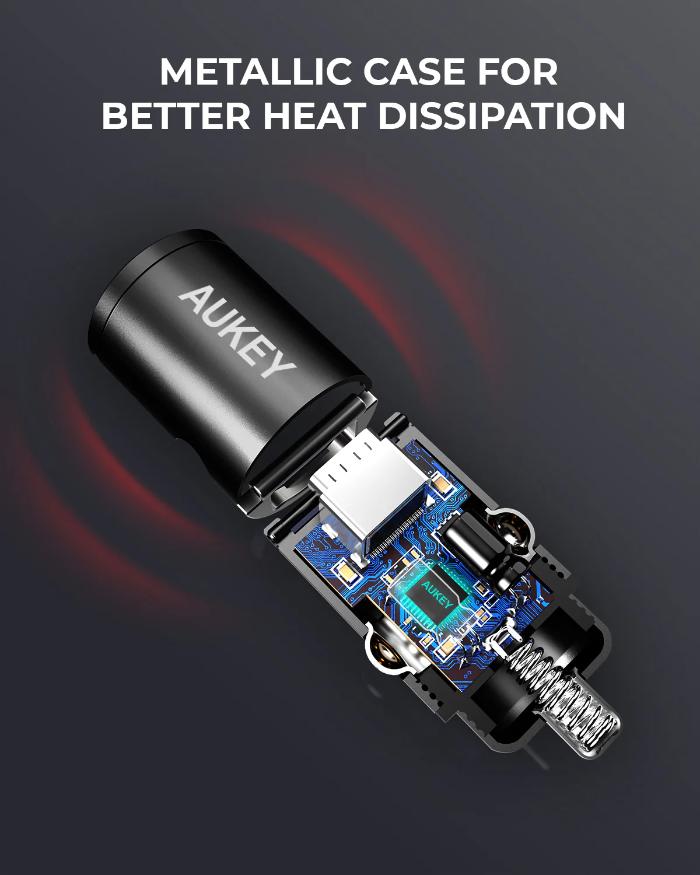 Shop and buy Aukey CC-A3 30W PD Metal Dual Port Fast Car Charger with PPS & QC 3.0| KURUMIZ online with great deals and sales prices with fast and safe shipping. KURUMIZ is the largest Singapore official authorised retailer for the largest collection of mobile premium accessories.