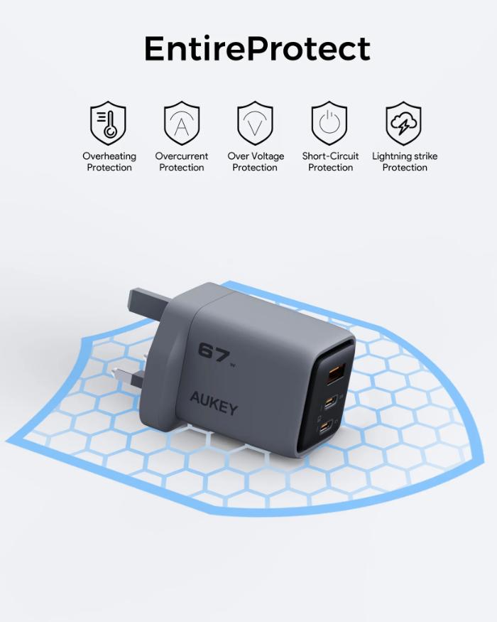 Shop and buy Aukey PA-C3 Comet Mix 3 67W PD Wall Charger with GaN Technology| KURUMIZ online with great deals and sales prices with fast and safe shipping. KURUMIZ is the largest Singapore official authorised retailer for the largest collection of mobile premium accessories.