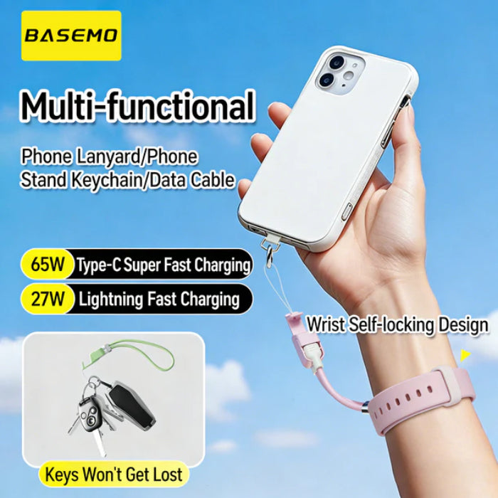 BASEMO 65W 3-in-1 Multifunctional Mobile Phone Lanyard Cable
