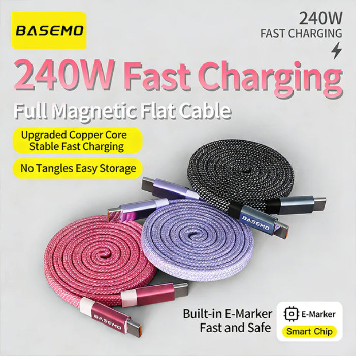 BASEMO X08A 240W Magnetic Braided Fast Charging Cable