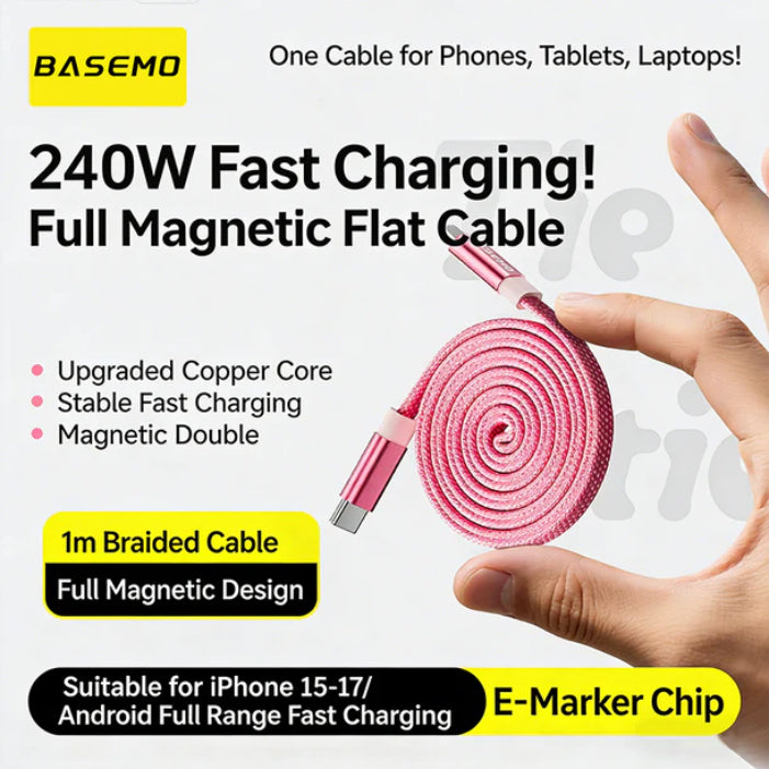 BASEMO X08A 240W Magnetic Braided Fast Charging Cable