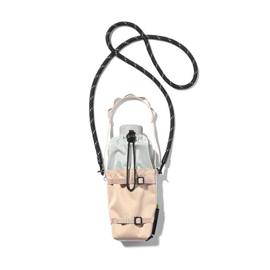 Sand Beige Bitplay Waterproof Bottle Carrier 305D CORDURA 210D Nylon Ripstop Pouch with Lanyard Strap on a white background
