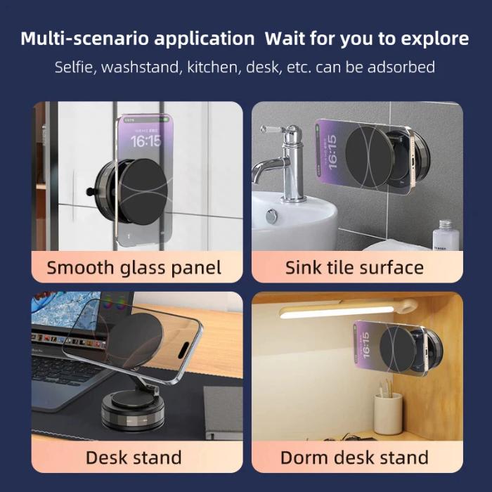 Vacuum Suction Magnetic 360 Rotatable Foldable Car Phone Holder