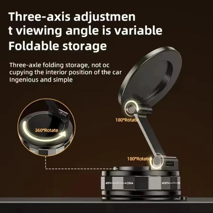 Vacuum Suction Magnetic 360 Rotatable Foldable Car Phone Holder