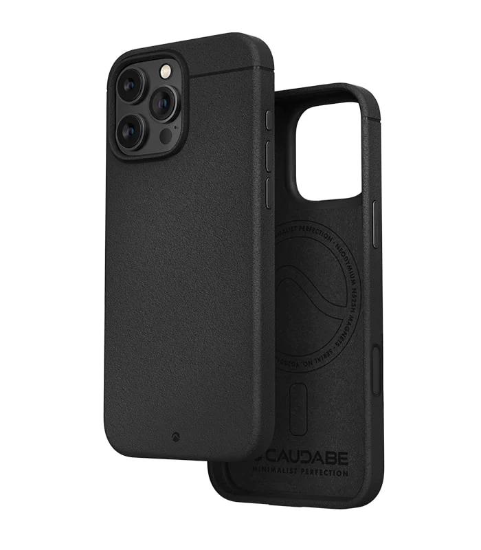 Black Caudabe Sheath Case for iPhone 16 Pro Max 6.9" (2024) with 'CAUDABE' branding on a white background
