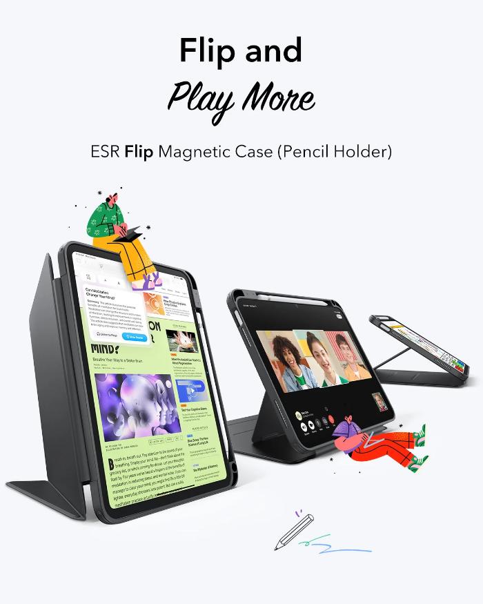 Shop and buy ESR Flip Hybrid Case for iPad Air 11" (2025/2024) & iPad Air 10.9" (2022/2020) with Pencil Holder| KURUMIZ online with great deals and sales prices with fast and safe shipping. KURUMIZ is the largest Singapore official authorised retailer for the largest collection of mobile premium accessories.