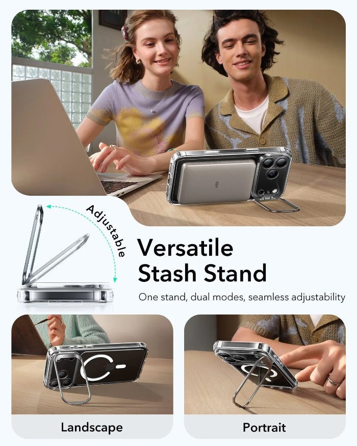 ESR Classic Hybrid Magnetic Case for iPhone 17 Pro 6.3" (2025) with Stash Stand