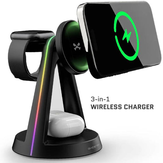 Shop and buy Ghostek NRGTower 15W 3-in-1 Magnetic Wireless Charging Station| KURUMIZ online with great deals and sales prices with fast and safe shipping. KURUMIZ is the largest Singapore official authorised retailer for the largest collection of mobile premium accessories.