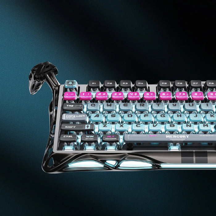 Cyberpunk GravaStar Mercury V75 Pro 75% Hall Effect Magnetic Switch Gaming Keyboard on a dark background