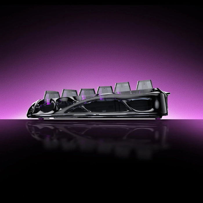 Transparent Black GravaStar Mercury V75 Lite 75% Hall Effect Magnetic Switch Gaming Keyboard on a dark background 