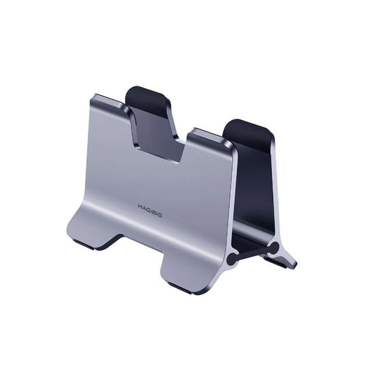 Silver HAGIBIS ZLS01 Alloy Vertical Gravity Locking Laptop Stand on a white background