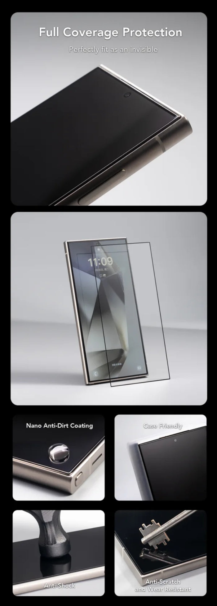 Hoda Anti-Reflection Full Coverage Tempered Glass Screen Protector for Samsung Galaxy S26 Ultra (2026)