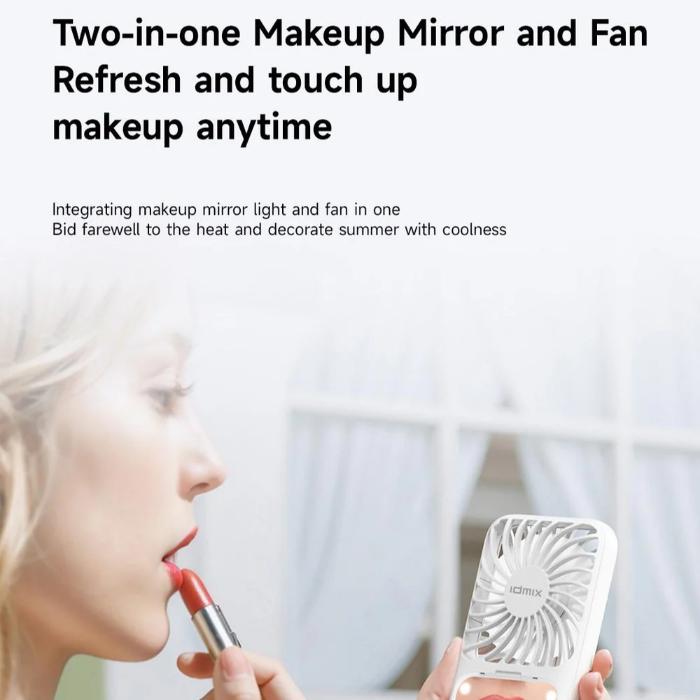 Shop and buy IDMIX F6 Portable Handheld Makeup Mirror Fan 1800mAh| KURUMIZ online with great deals and sales prices with fast and safe shipping. KURUMIZ is the largest Singapore official authorised retailer for the largest collection of mobile premium accessories.