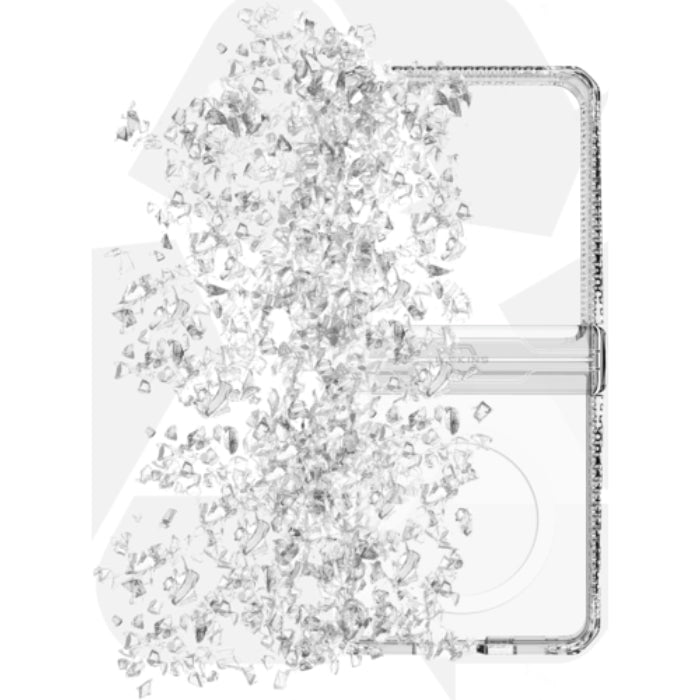 Clear ITSKINS Hybrid R Clear Hinge Magnetic Case for Samsung Galaxy Z Flip 7 (2025) on a white background