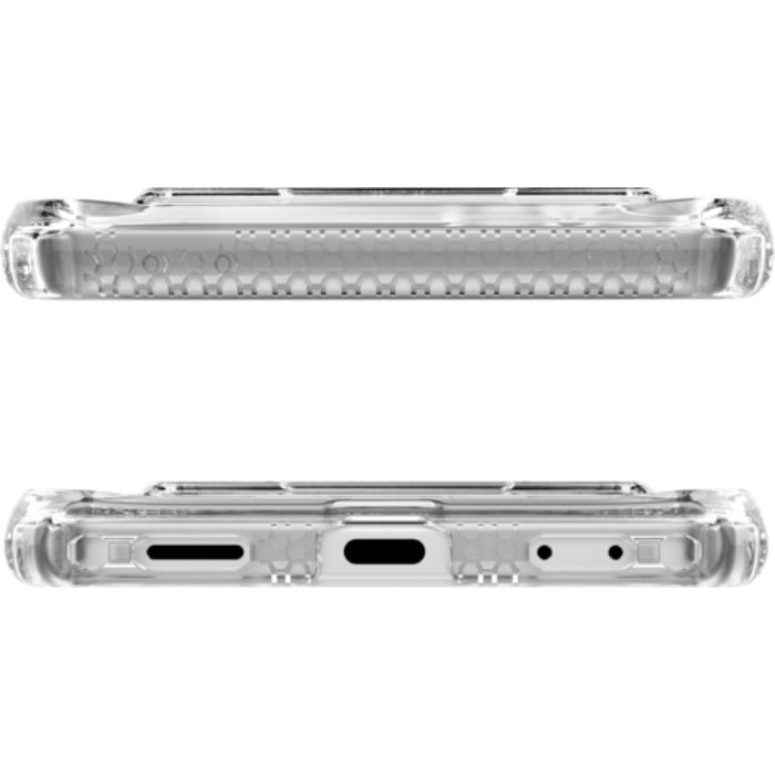 Clear ITSKINS Hybrid R Clear Hinge Magnetic Case for Samsung Galaxy Z Flip 7 (2025) on a white background