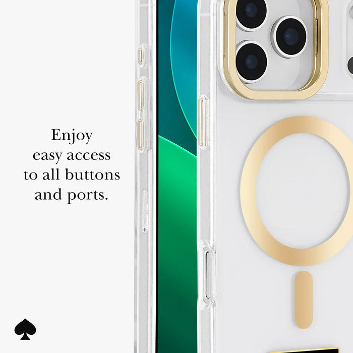 Kate Spade New York Metallic Gold Icon Stand Magnetic Case for iPhone 17 Pro Max 6.9" (2025)