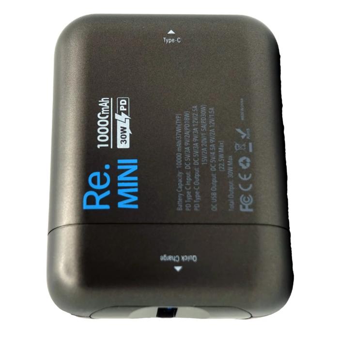Black Levon ReMini PD30w QC3.0 Fast Charge PowerBank on a white background