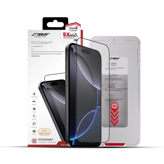ZEELOT SOLIDsleek V2 (2.5D+) Tempered Glass Screen Protector for iPhone 17 Pro Max 6.9" (2025) with EasyFit Installation Kit