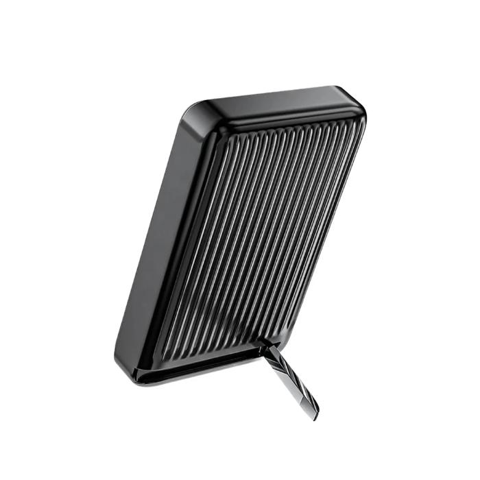 Black MOVESPEED P03 Qi2 Magnetic Power Bank 10000mAh 15W Wireless Portable Charger with Stand on a white background