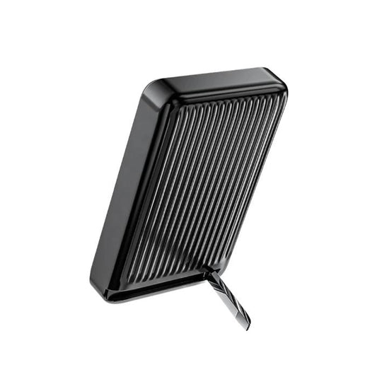 Black MOVESPEED P03 Qi2 Magnetic Power Bank 10000mAh 15W Wireless Portable Charger with Stand on a white background