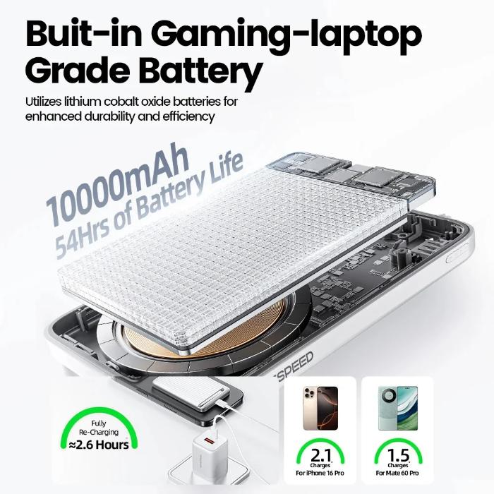 MOVESPEED P03 Qi2 Magnetic Power Bank 10000mAh 15W Wireless Portable Charger with Stand