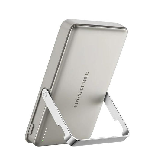 Titanium Gold MOVESPEED PBS10Pro 10000mAh Wireless Magnetic Power Bank with Holder on a white background