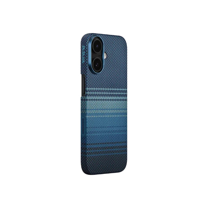Black Gray PITAKA Ultra-Slim Case for iPhone 17 6.3" (2025) with PitaTap on a white background