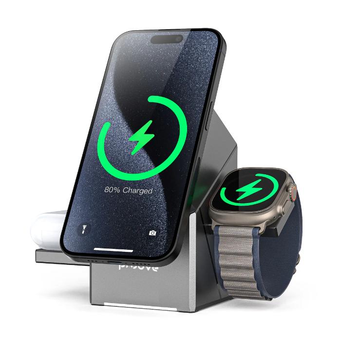 Shop and buy PROOVE 15W Iron Hide 3-in-1 Foldable Adjustable Fit Magnetic Wireless Charger| KURUMIZ online with great deals and sales prices with fast and safe shipping. KURUMIZ is the largest Singapore official authorised retailer for the largest collection of mobile premium accessories.