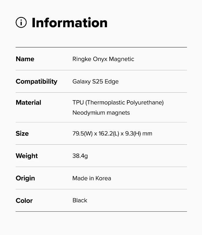 Shop and buy Ringke Onyx Magnetic Case Samsung Galaxy S25 Edge (2025)| KURUMIZ online with great deals and sales prices with fast and safe shipping. KURUMIZ is the largest Singapore official authorised retailer for the largest collection of mobile premium accessories.