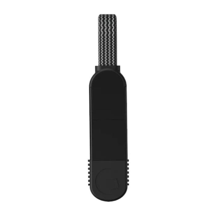 BLACK Rolling Square InCharge X  6 in 1 KeyRing Size 100w Fast Charging and Data Cable  on a white background